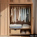 Home 22 제로웨이스트 클로젯을 위한 모범 사례 - A cozy, sunlit Thai bedroom closet scene showcasing neatly organized sustainable clothing: natural f...